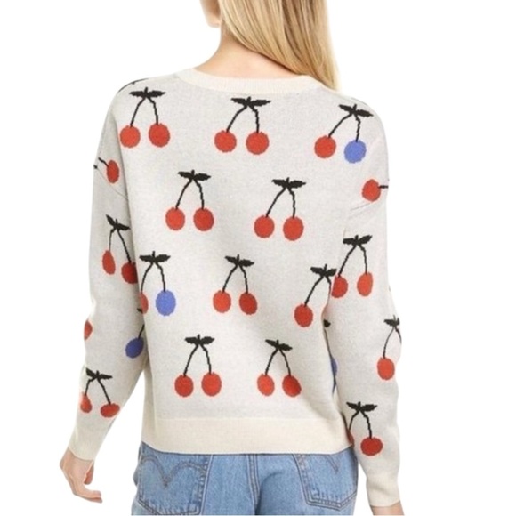 MADEWELL Cherry Jacquard Pullover Sweater in Heather Cement Size XS - SUPER CUTE - Picture 2 of 6